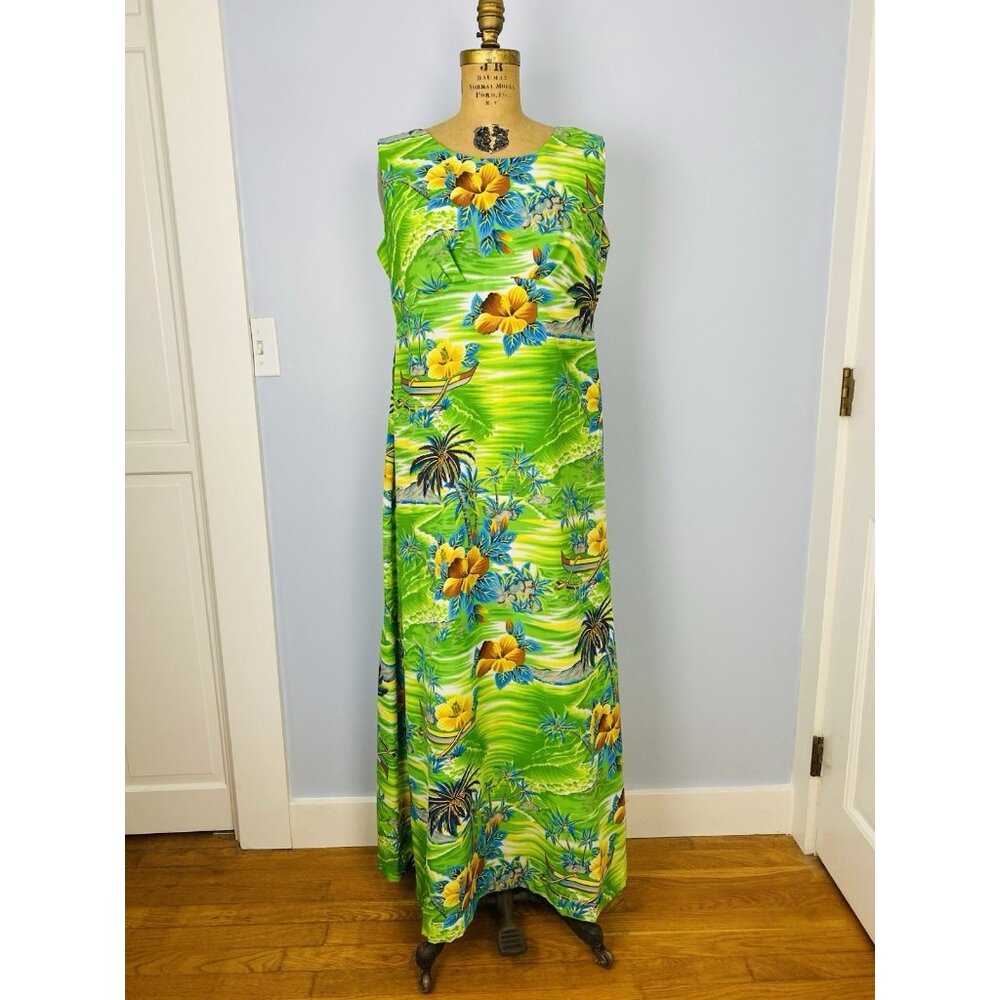 Vintage Pomare Hawaii Maxi Dress Size 18 (Vintage) Aloha Dress Tropical Hawaiian